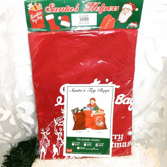 Halco “Merry Christmas” Santa Claus Toy Bag with Drawstring #999  NWT VTG - Picture 3 of 9